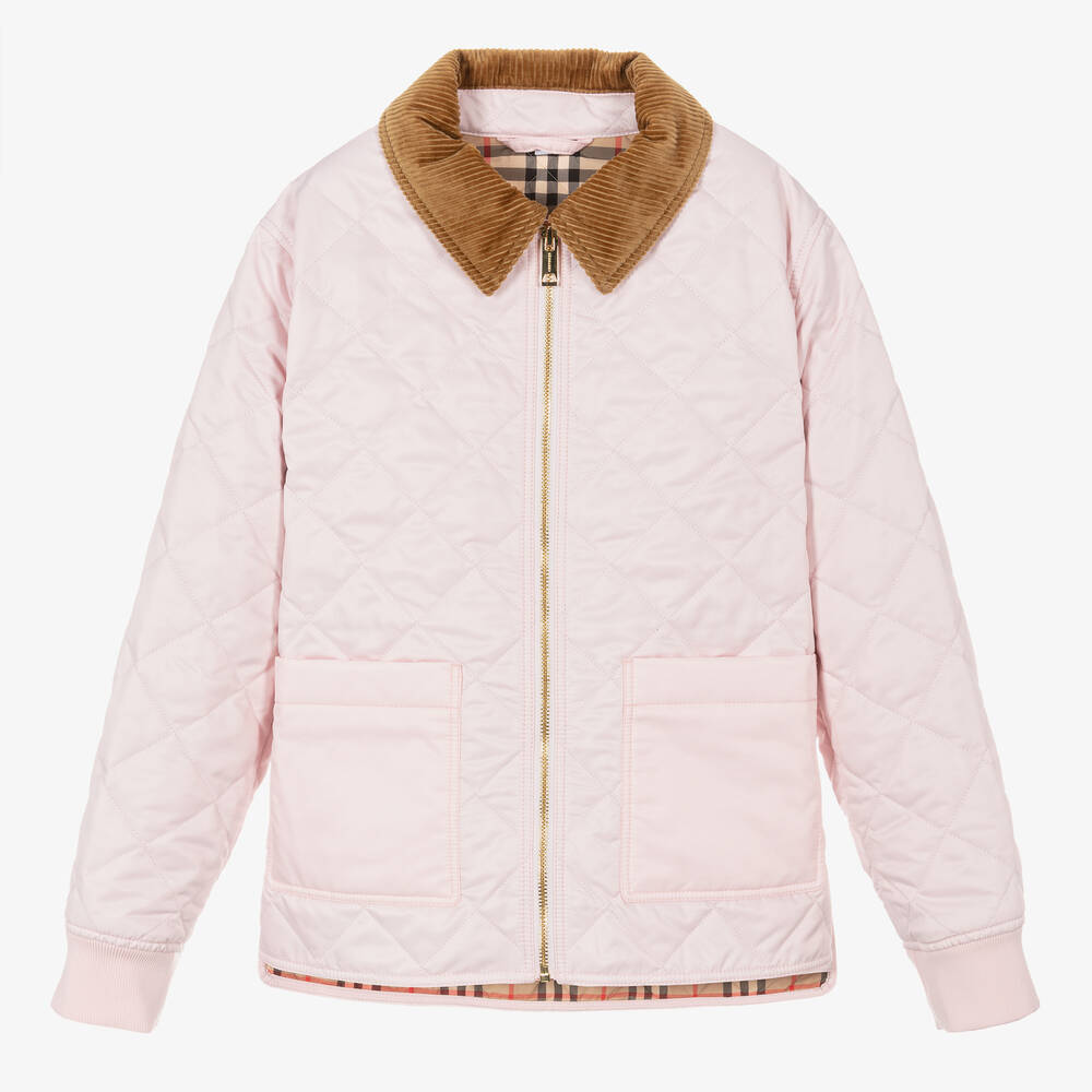 Burberry - Teen Girls Pink Diamond Quilted Jacket | Childrensalon