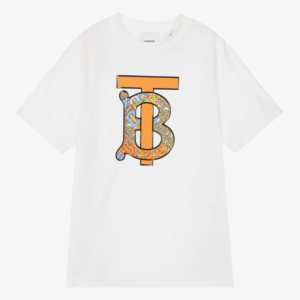 Burberry - Weißes Teen Monogram T-Shirt (M) | Childrensalon