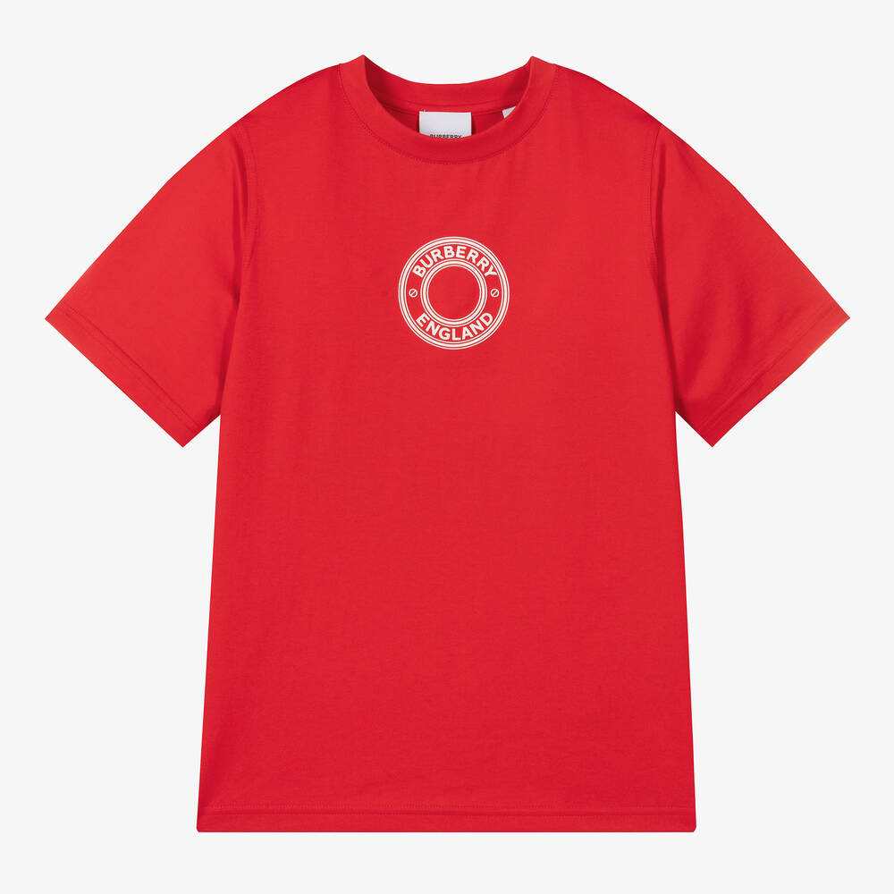 Burberry - تيشيرت تينز قطن عضوي لون أحمر | Childrensalon