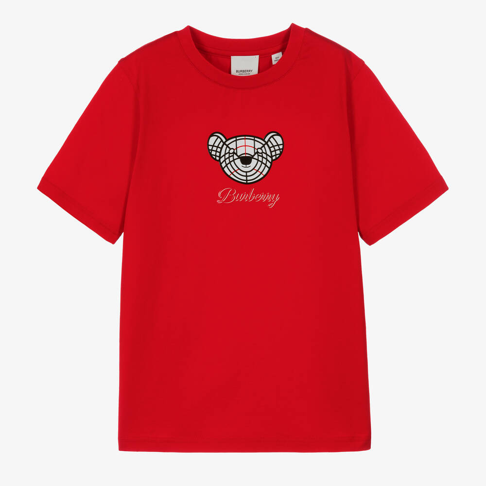 Burberry - T-shirt rouge en coton Thomas Bear | Childrensalon
