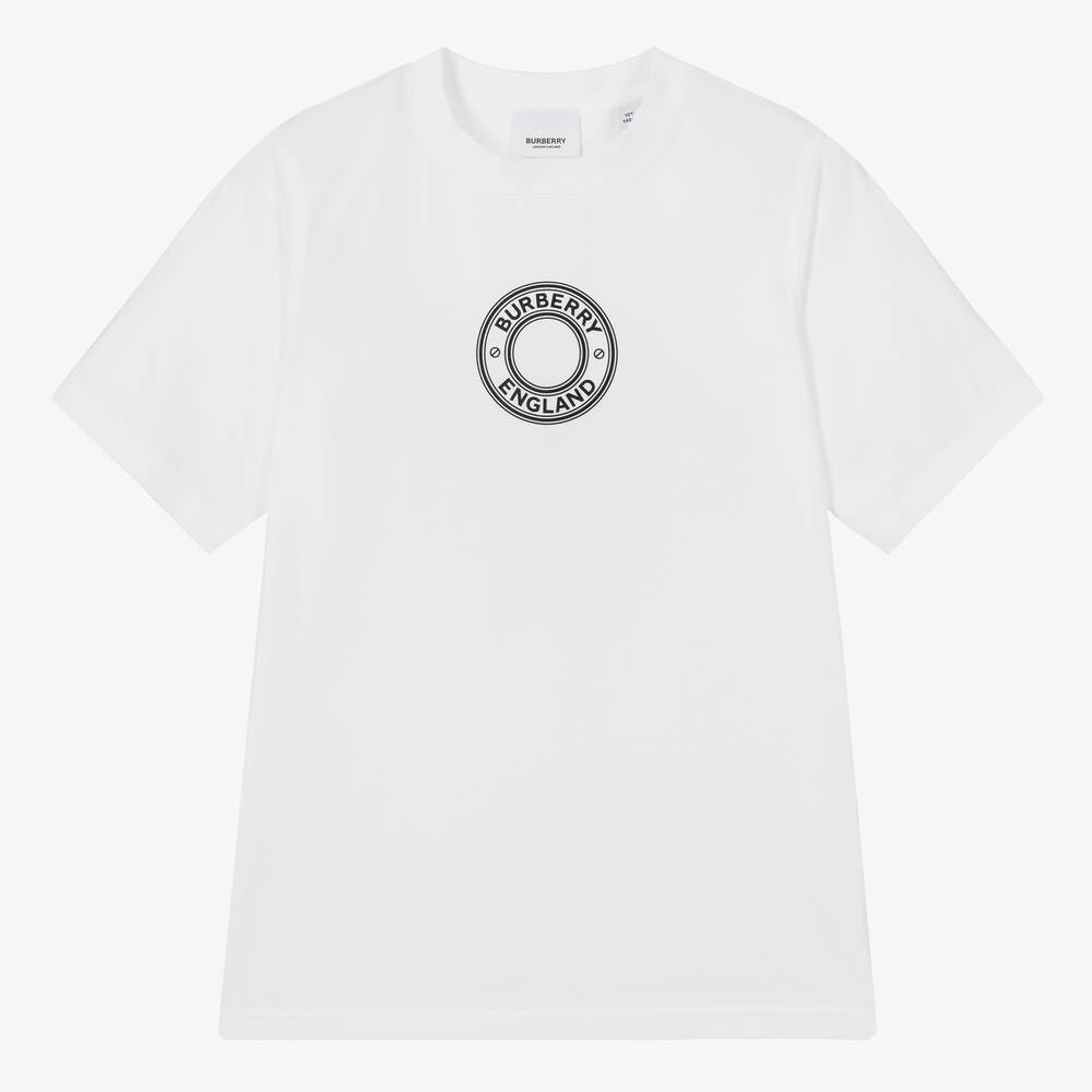 Burberry - Teen White Cotton Logo T-Shirt | Childrensalon