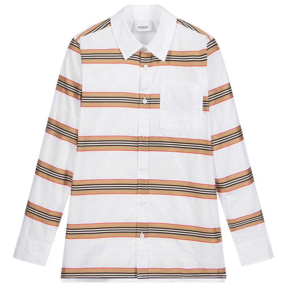 Burberry - Teen White Icon Stripe Shirt 