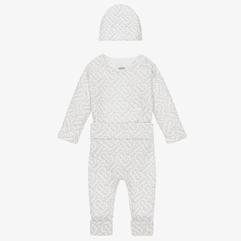 Burberry - Coffret cadeau blanc en coton bébé | Childrensalon