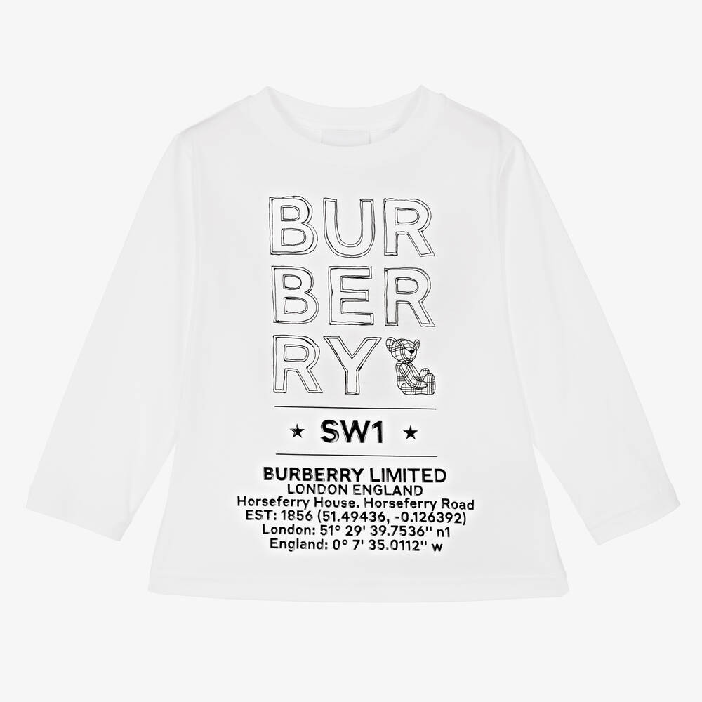 Burberry - Weißes Top mit Skizze | Childrensalon