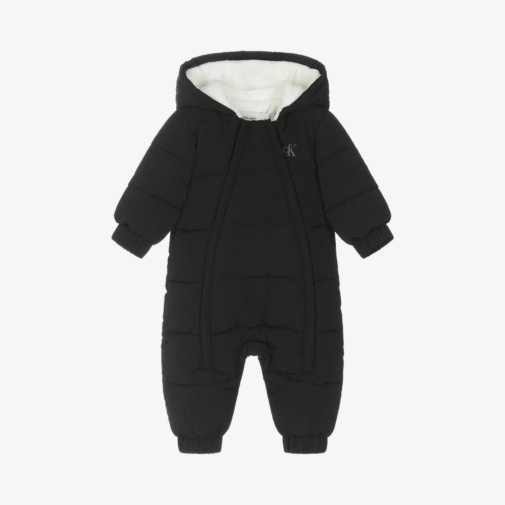 Calvin Klein - Baby Boys Black Monogram Snowsuit | Childrensalon