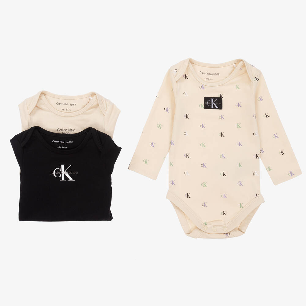 Calvin Klein Jeans - Bodies en coton bébé (x 3) | Childrensalon