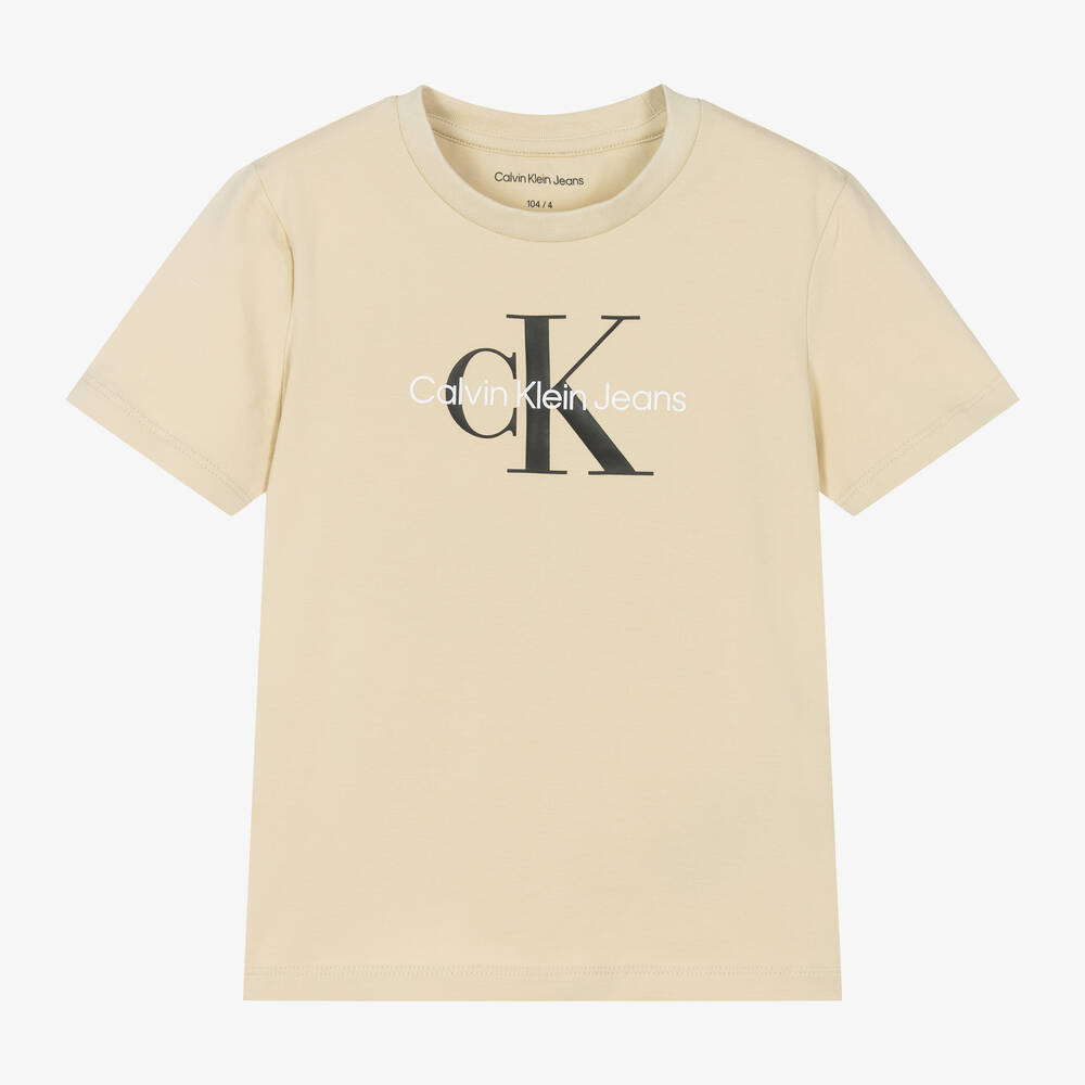 Calvin Klein - تيشيرت قطن جيرسي لون بيج | Childrensalon