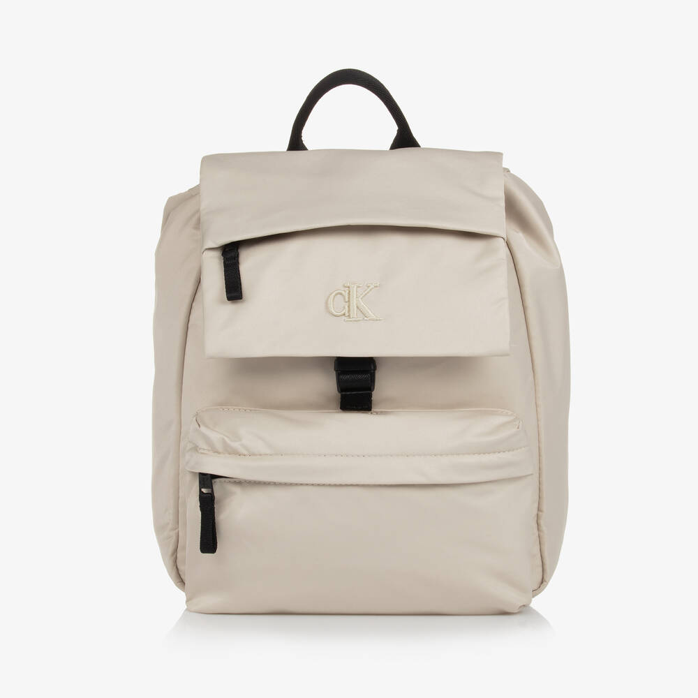 Calvin Klein - Beige Monogram Backpack (33cm) | Childrensalon