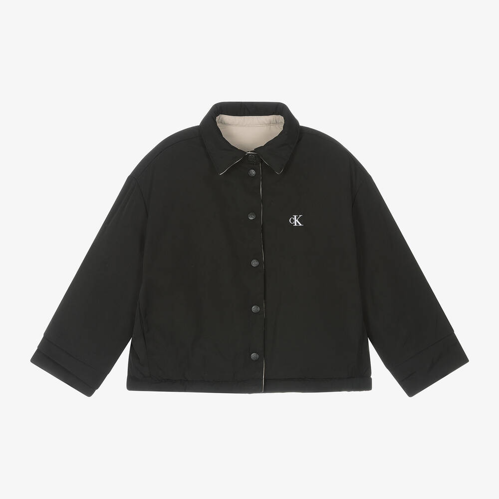Calvin Klein - Черно-бежевая двусторонняя куртка | Childrensalon