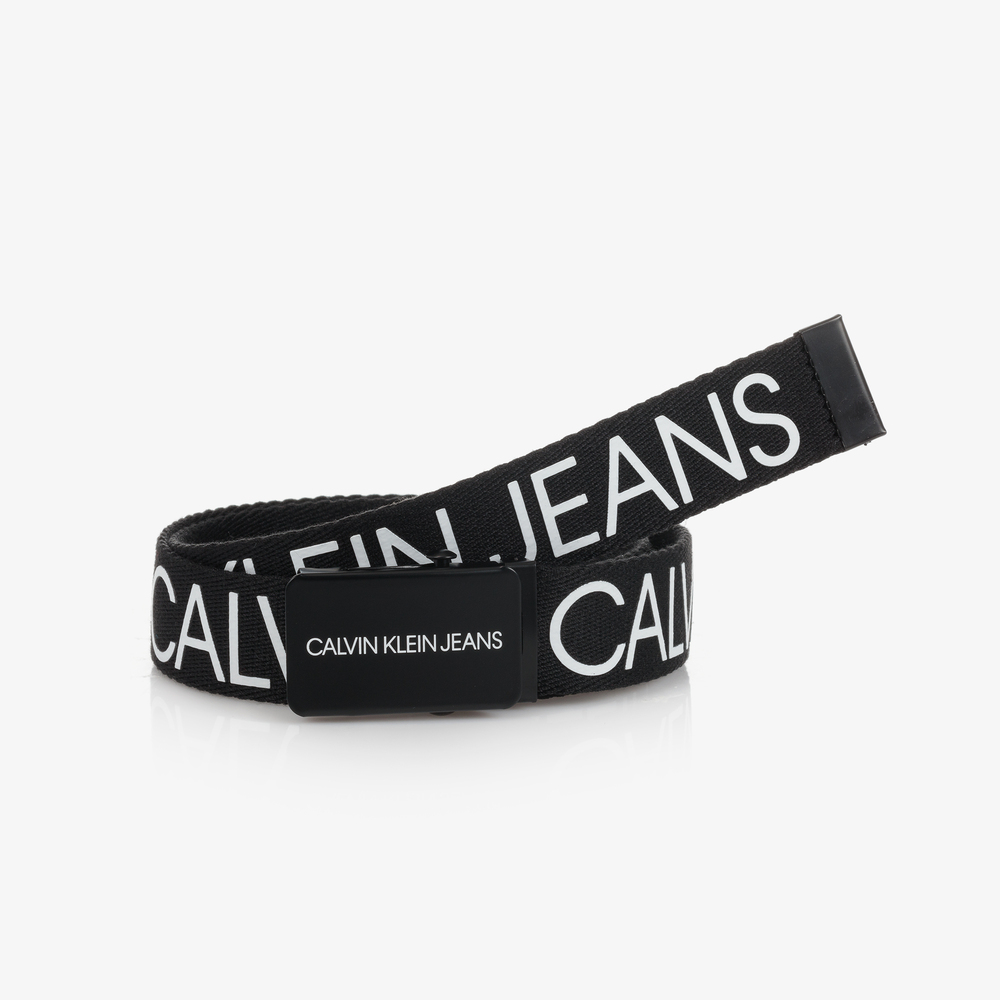 Calvin Klein Jeans - Black Canvas Logo Belt | Childrensalon