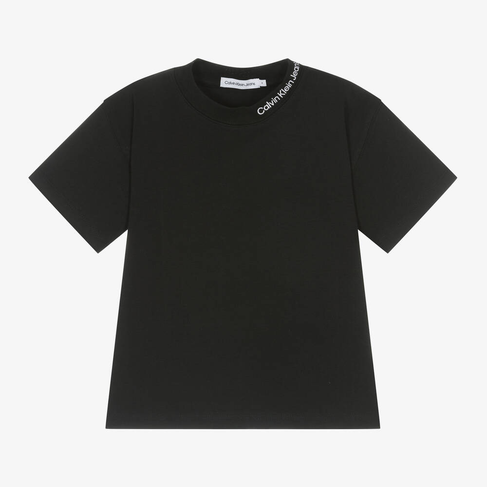 Calvin Klein - Black Cotton Jersey T-Shirt | Childrensalon