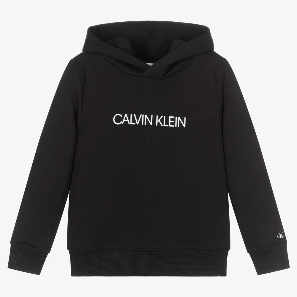 Calvin Klein Jeans - Sweat à capuche noir en coton | Childrensalon