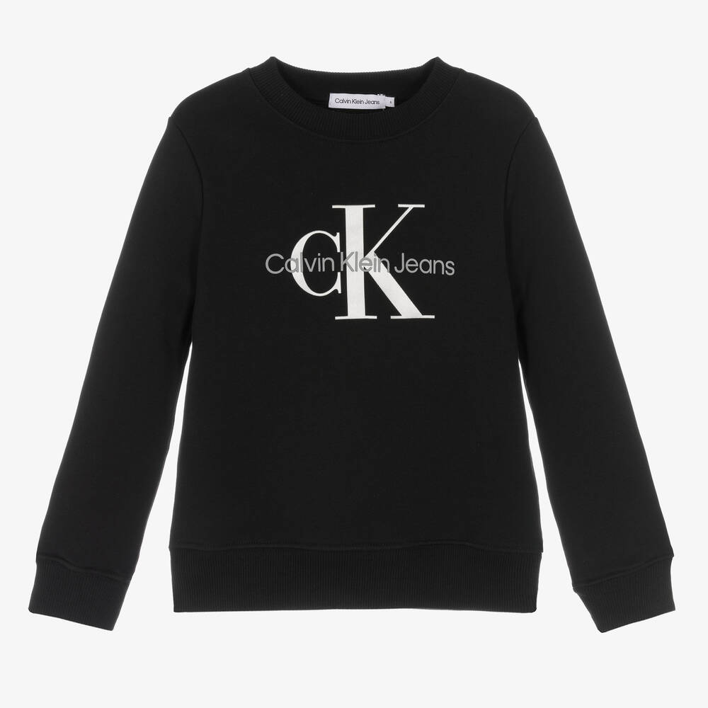 Calvin Klein Jeans - سويتشيرت قطن لون أسود | Childrensalon