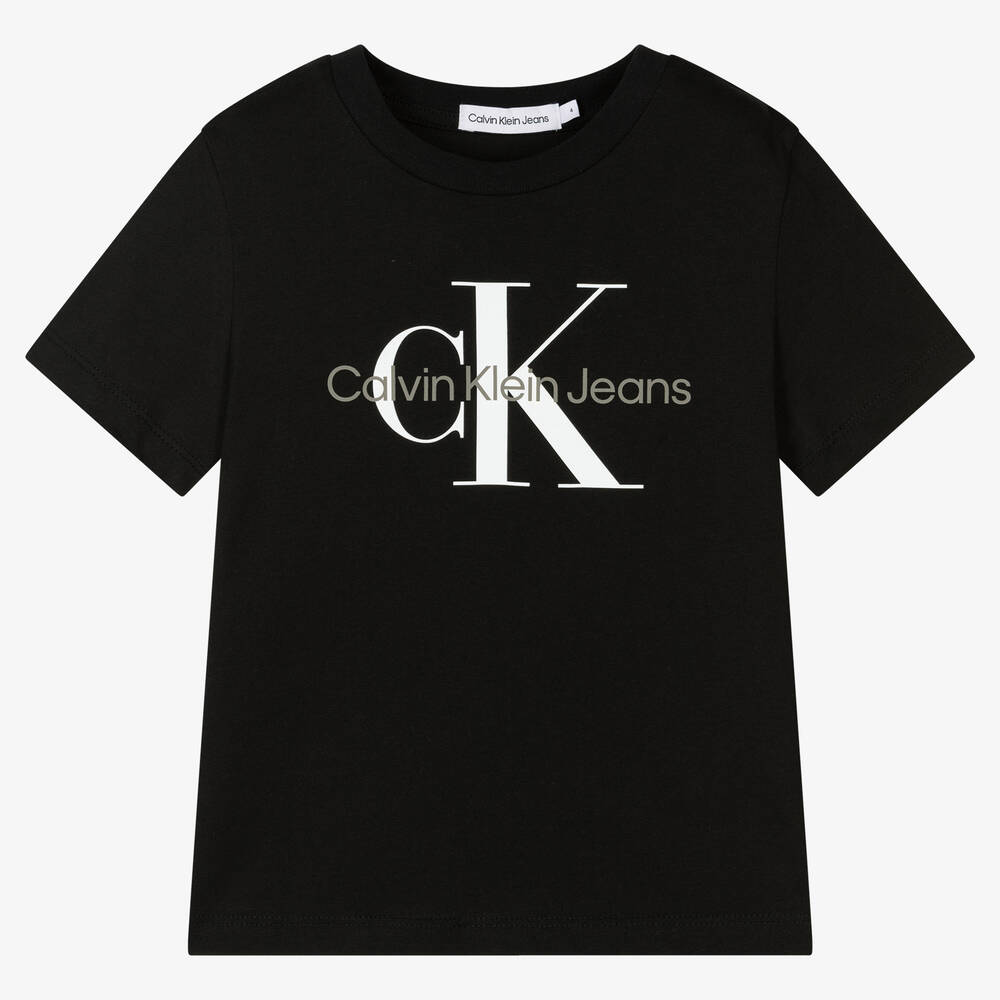 Calvin Klein Jeans - Черная хлопковая футболка с монограммой | Childrensalon