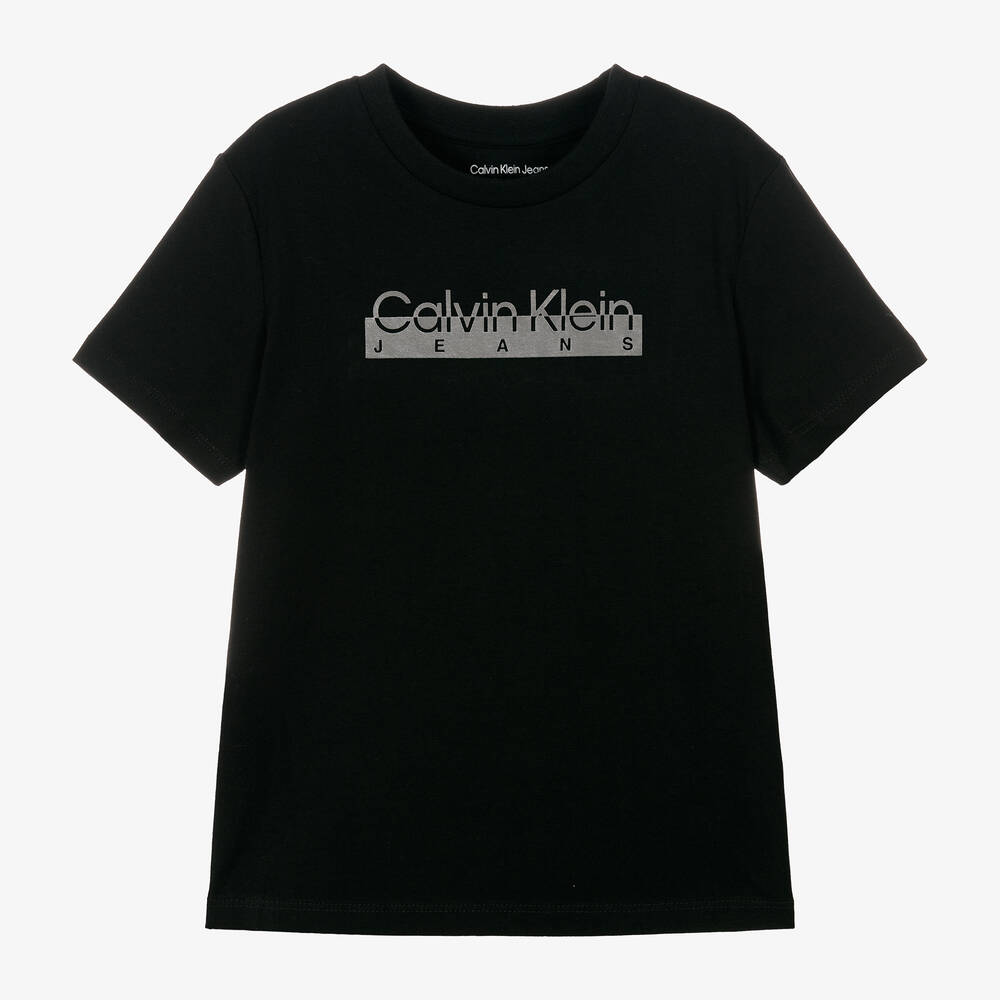 Calvin Klein - Black Cotton T-Shirt | Childrensalon