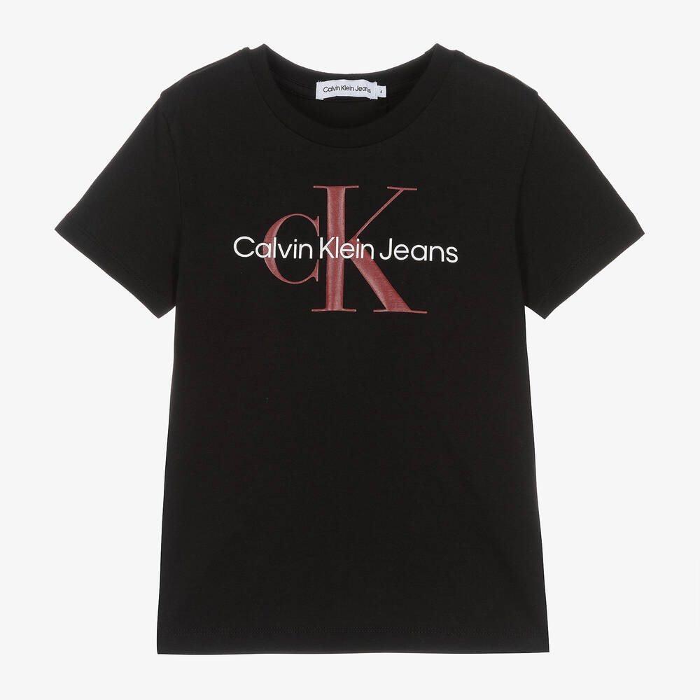 Calvin Klein - Black Cotton T-Shirt | Childrensalon