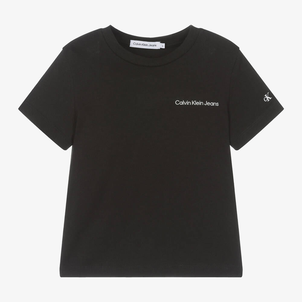 Calvin Klein Babies' Black Cotton T-shirt In Schwarz