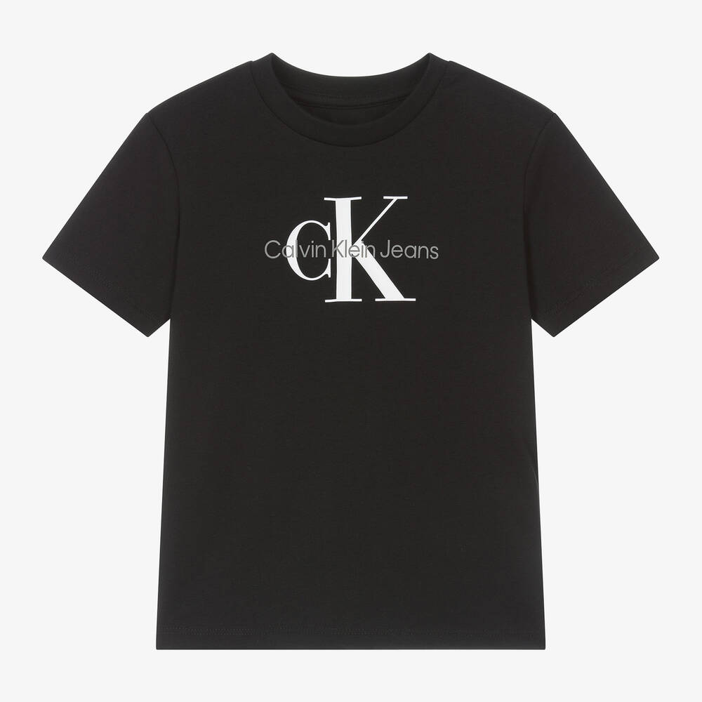 Calvin Klein - تيشيرت قطن جيرسي لون أسود | Childrensalon