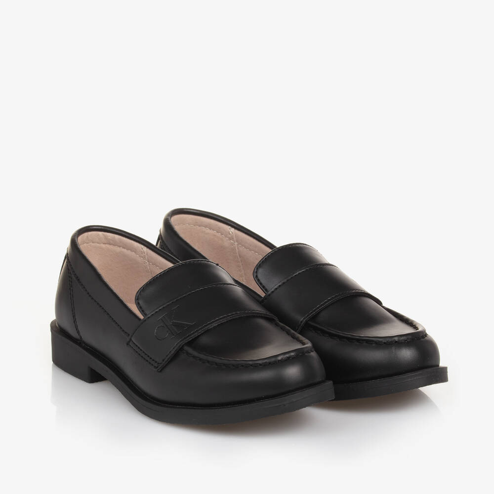 Calvin Klein - Black Faux Leather Loafers | Childrensalon