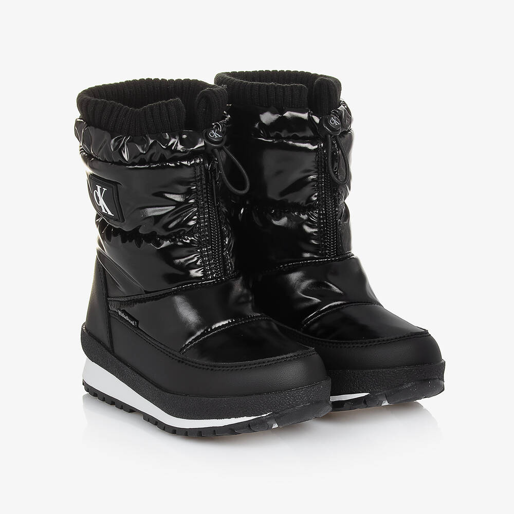 Calvin Klein - Black Faux Leather Snow Boots | Childrensalon