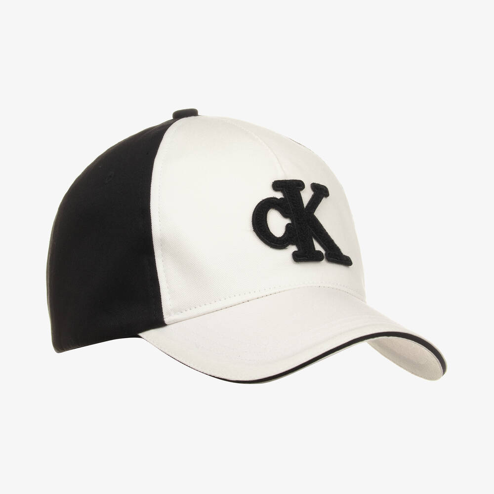 Calvin Klein - Black & Ivory Twill Logo Cap | Childrensalon