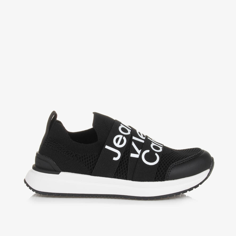 Shop Calvin Klein Black Knitted Trainers