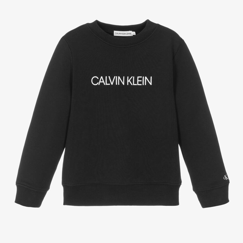 Calvin Klein Jeans - Black Organic Cotton Logo Sweatshirt | Childrensalon