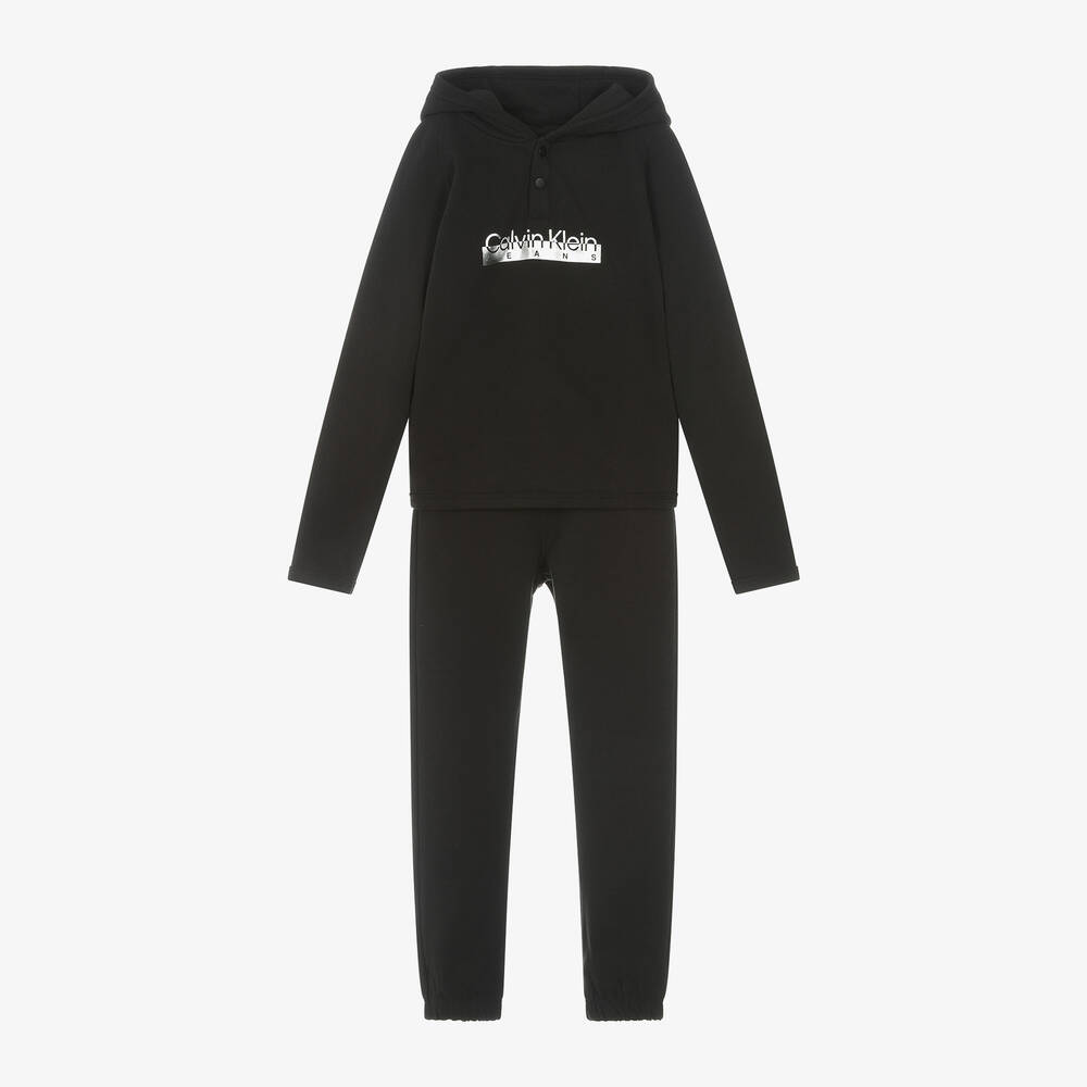 Calvin Klein - بدلة رياضية قطن عضوي لون أسود | Childrensalon