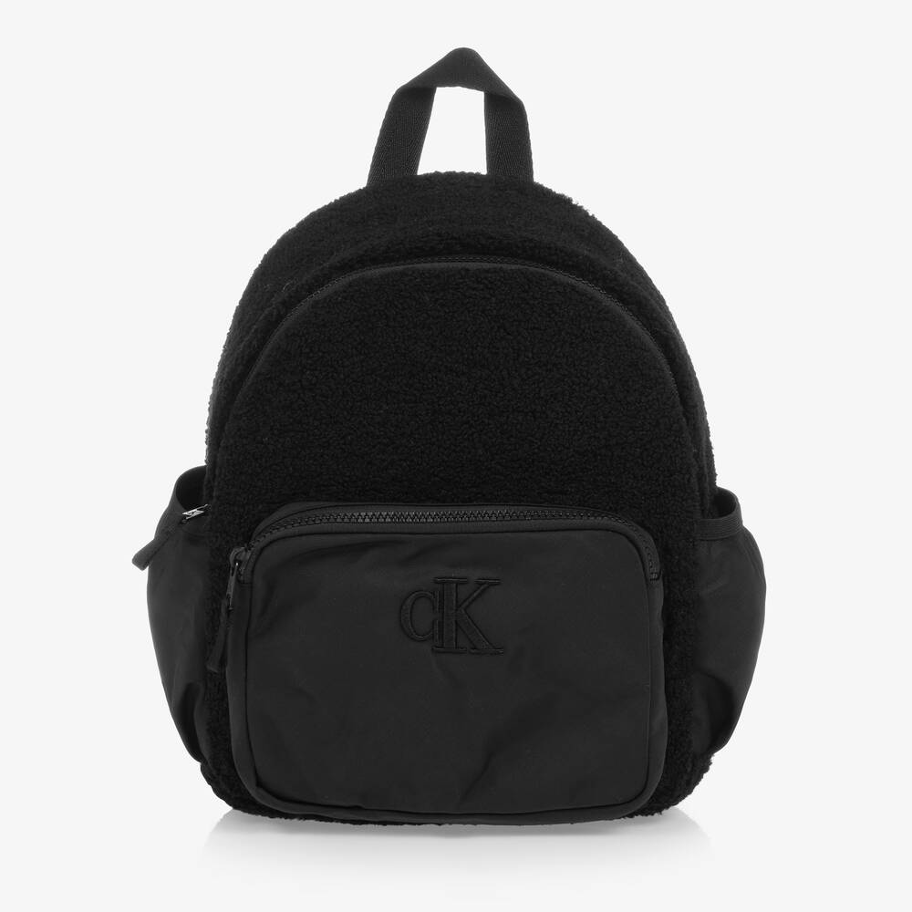 Calvin Klein - Black Teddy Fleece Backpack (30cm) | Childrensalon