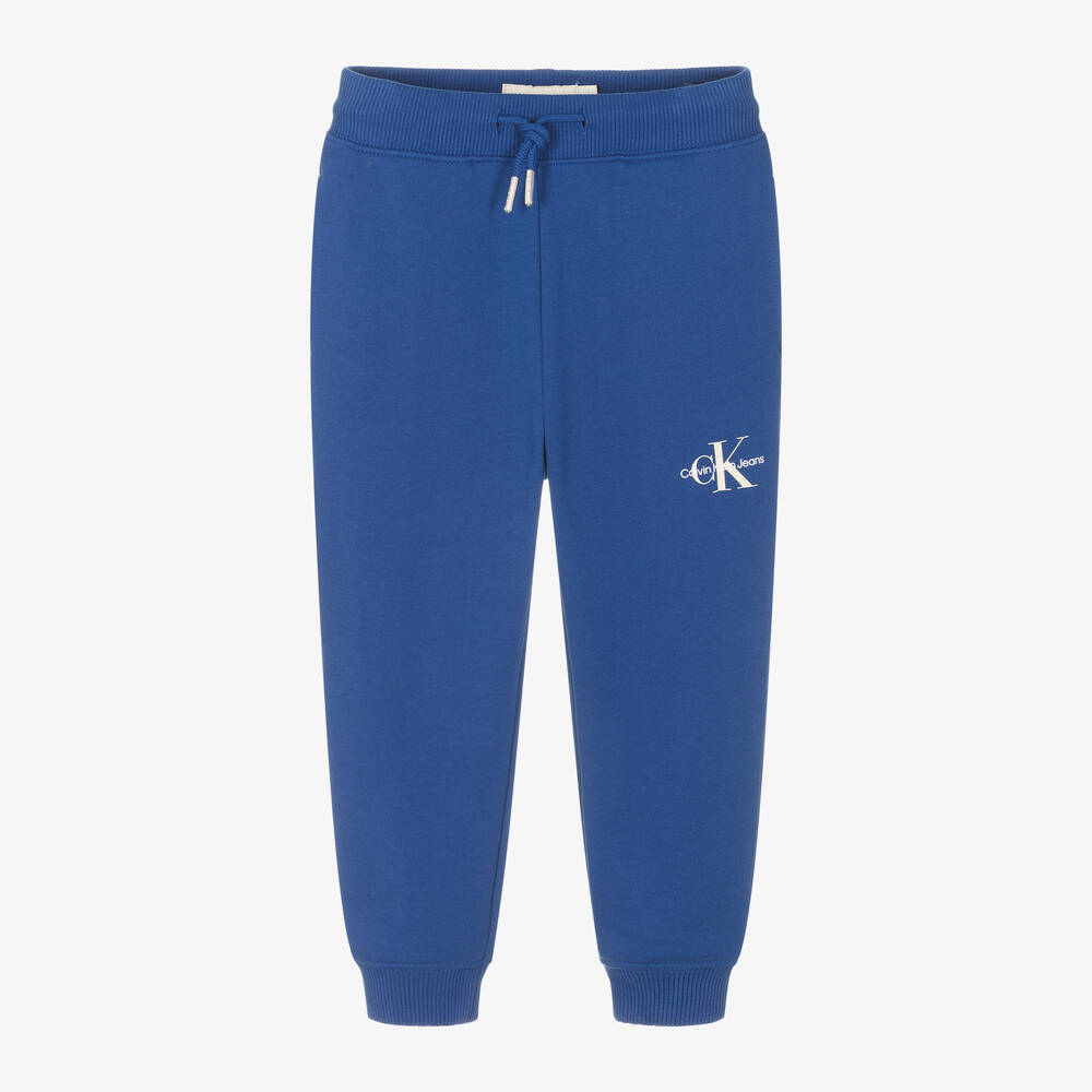 Calvin Klein - Blue Cotton CK Monogram Joggers | Childrensalon