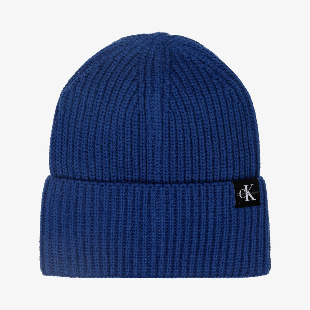 Calvin Klein - Blue Knitted Beanie Hat | Childrensalon