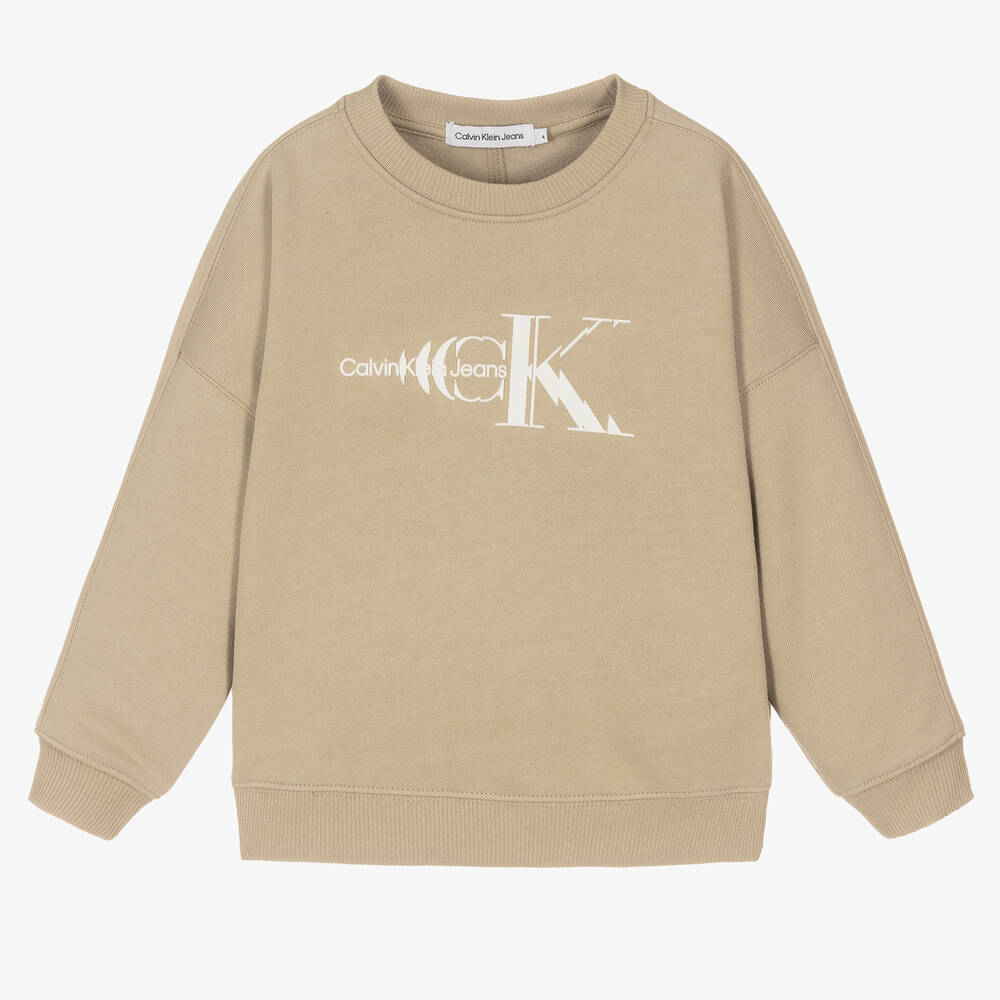 extreem zaad Ontwaken Calvin Klein Jeans Est.1978 Kids' Boys Beige Cotton Logo Sweatshirt |  ModeSens