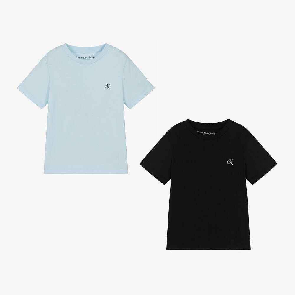 Calvin Klein - Boys Black & Blue T-Shirts (2 Pack) | Childrensalon