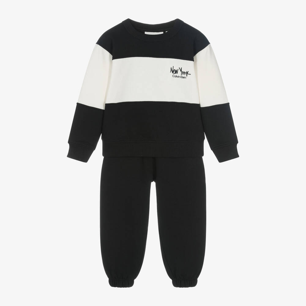 Calvin Klein - Boys Black Colourblock Tracksuit | Childrensalon