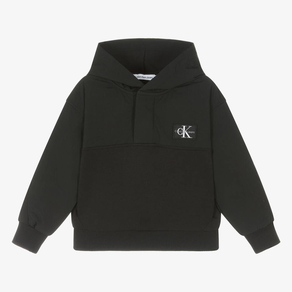 Calvin Klein - Sweat à capuche noir en coton CK | Childrensalon