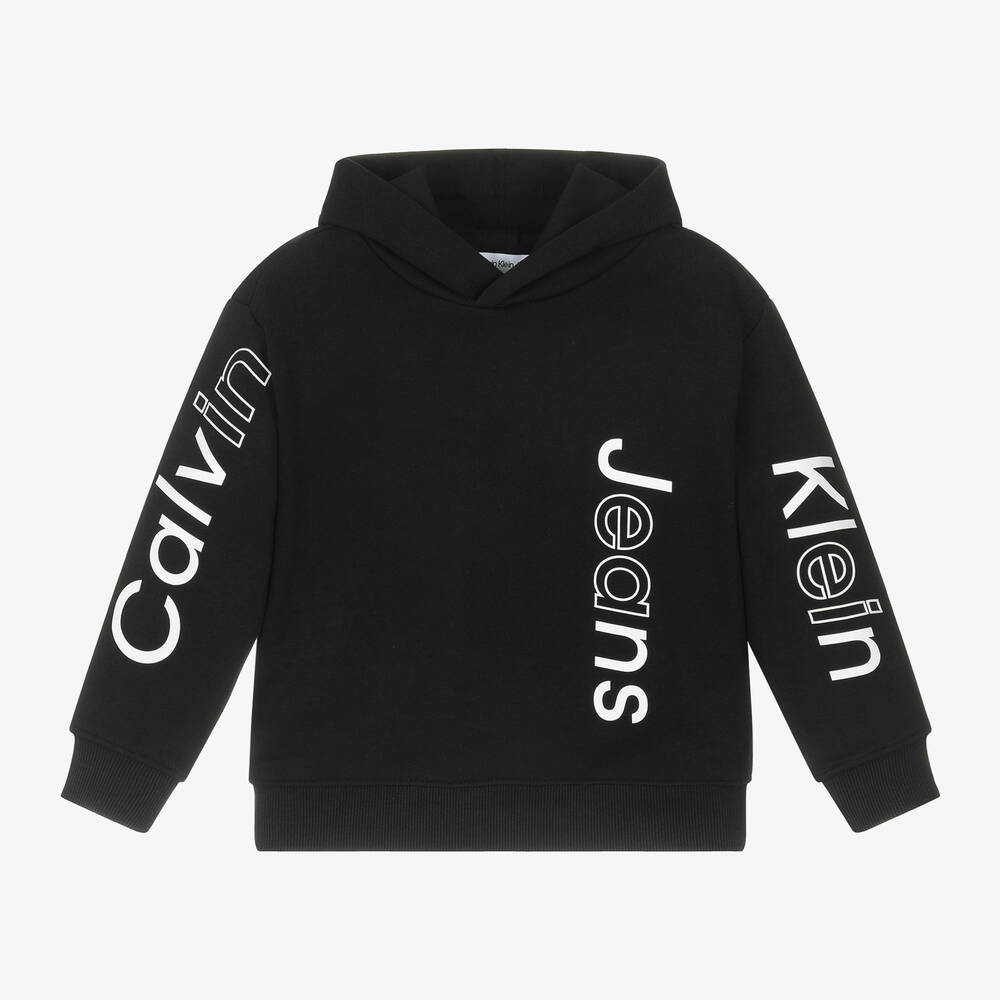 Calvin Klein - Boys Black Cotton Hoodie | Childrensalon
