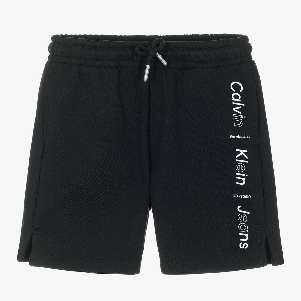 Calvin Klein - Boys Black Cotton Jersey Shorts | Childrensalon