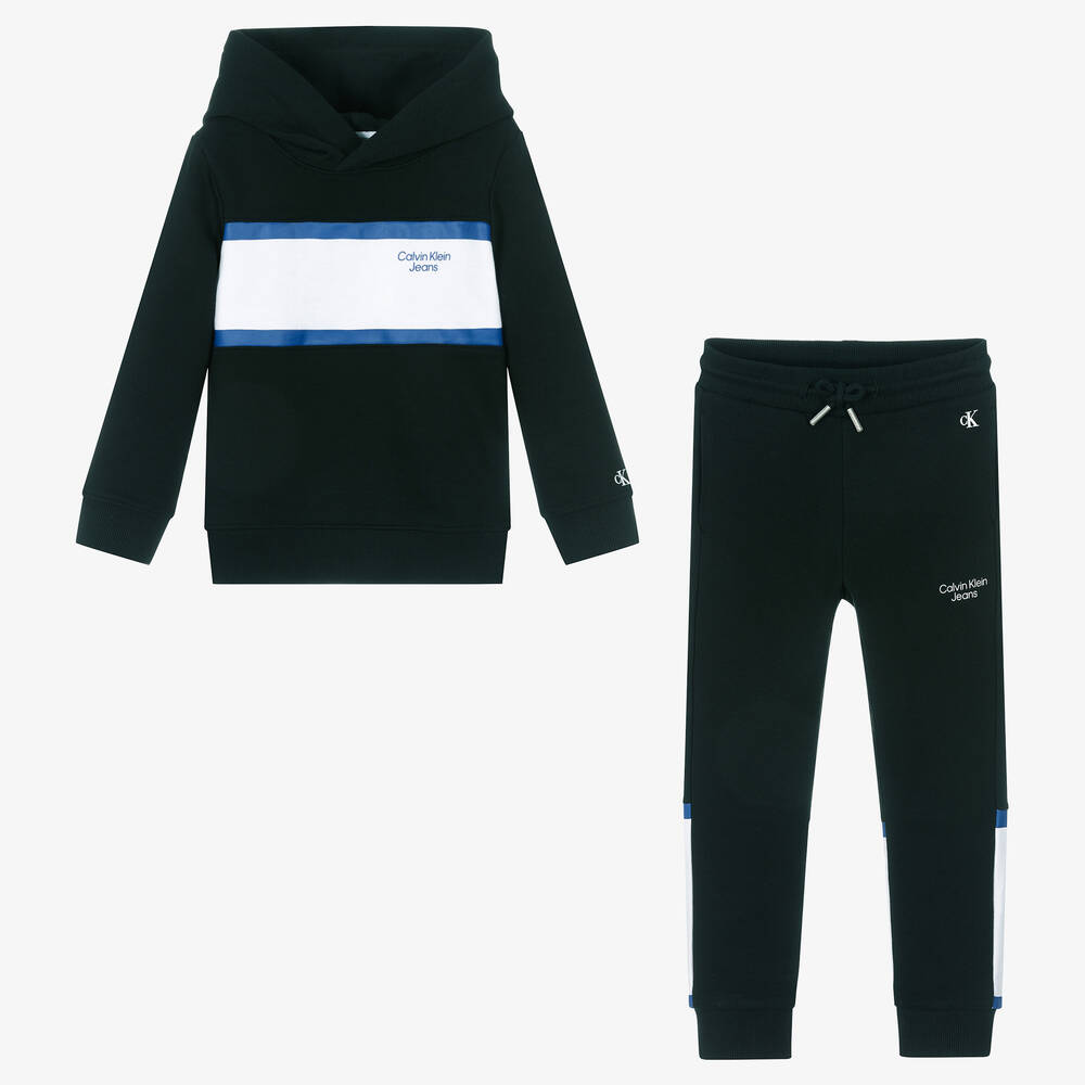 Calvin Klein Jeans - Boys Black Cotton Logo Tracksuit | Childrensalon
