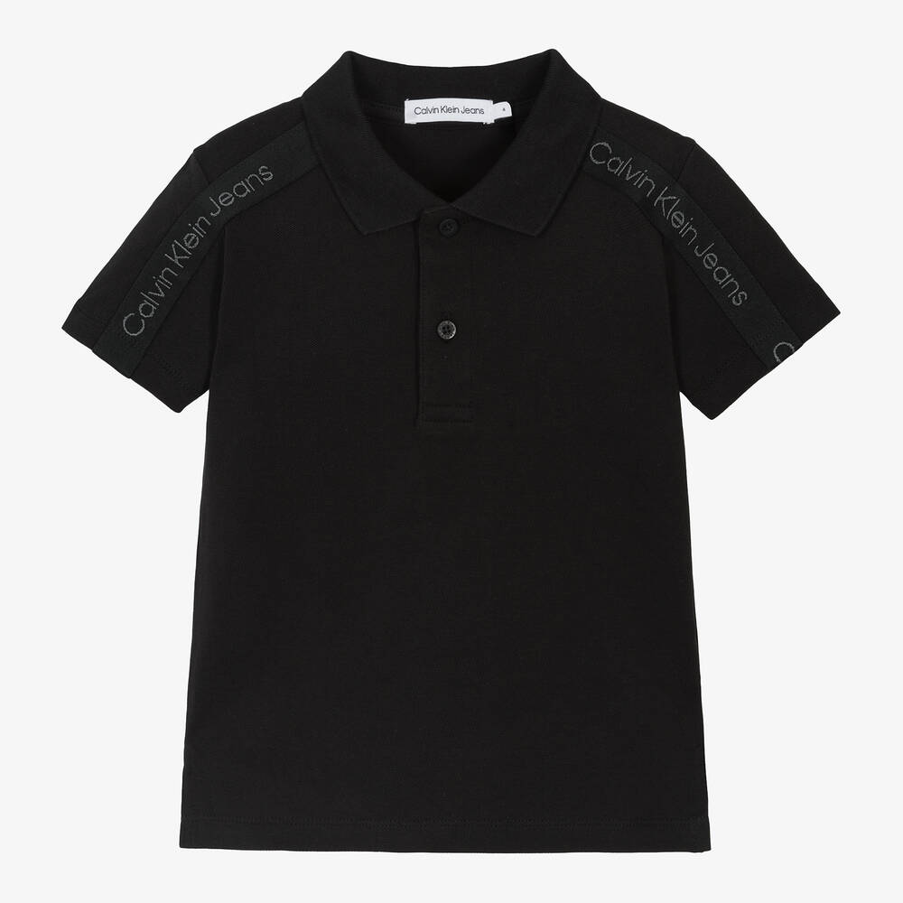 Calvin Klein -  قميص بولو قطن لون أسود للأولاد | Childrensalon