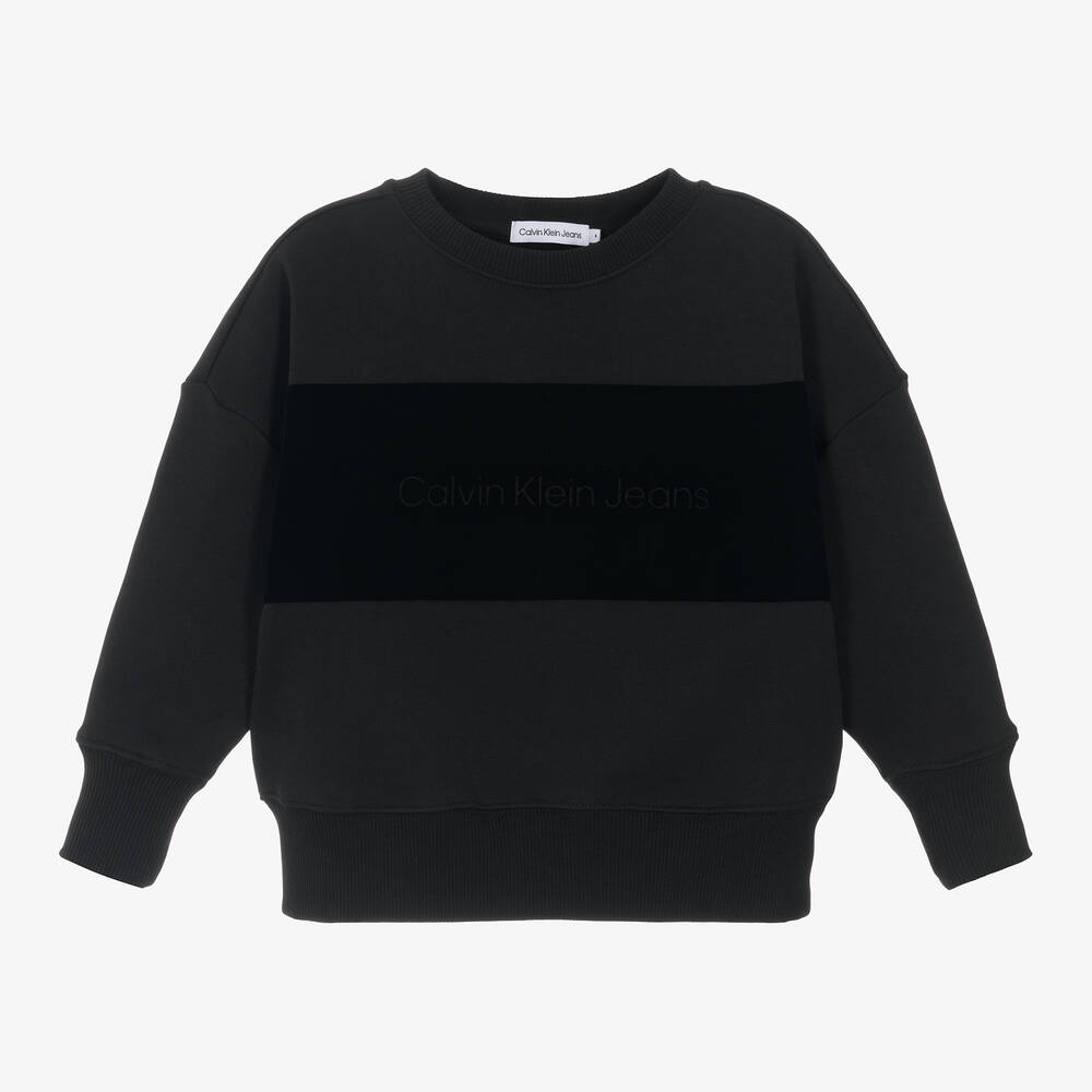 Calvin Klein - Boys Black Cotton Sweatshirt | Childrensalon