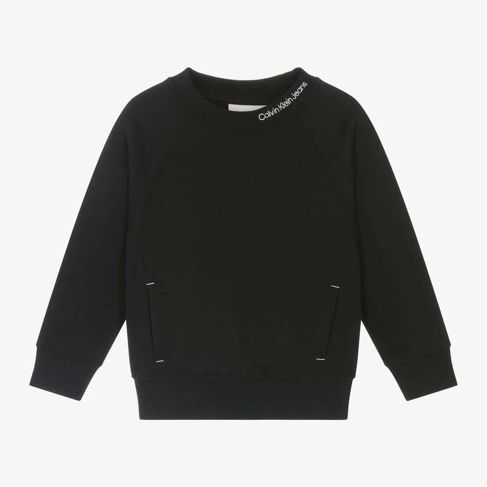 Calvin Klein - Boys Black Cotton Sweatshirt | Childrensalon