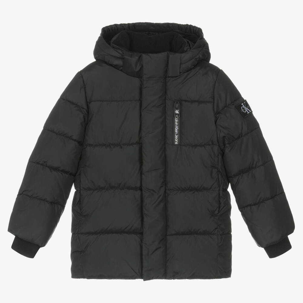 Calvin Klein Kids' Boys Black Hooded Puffer Jacket