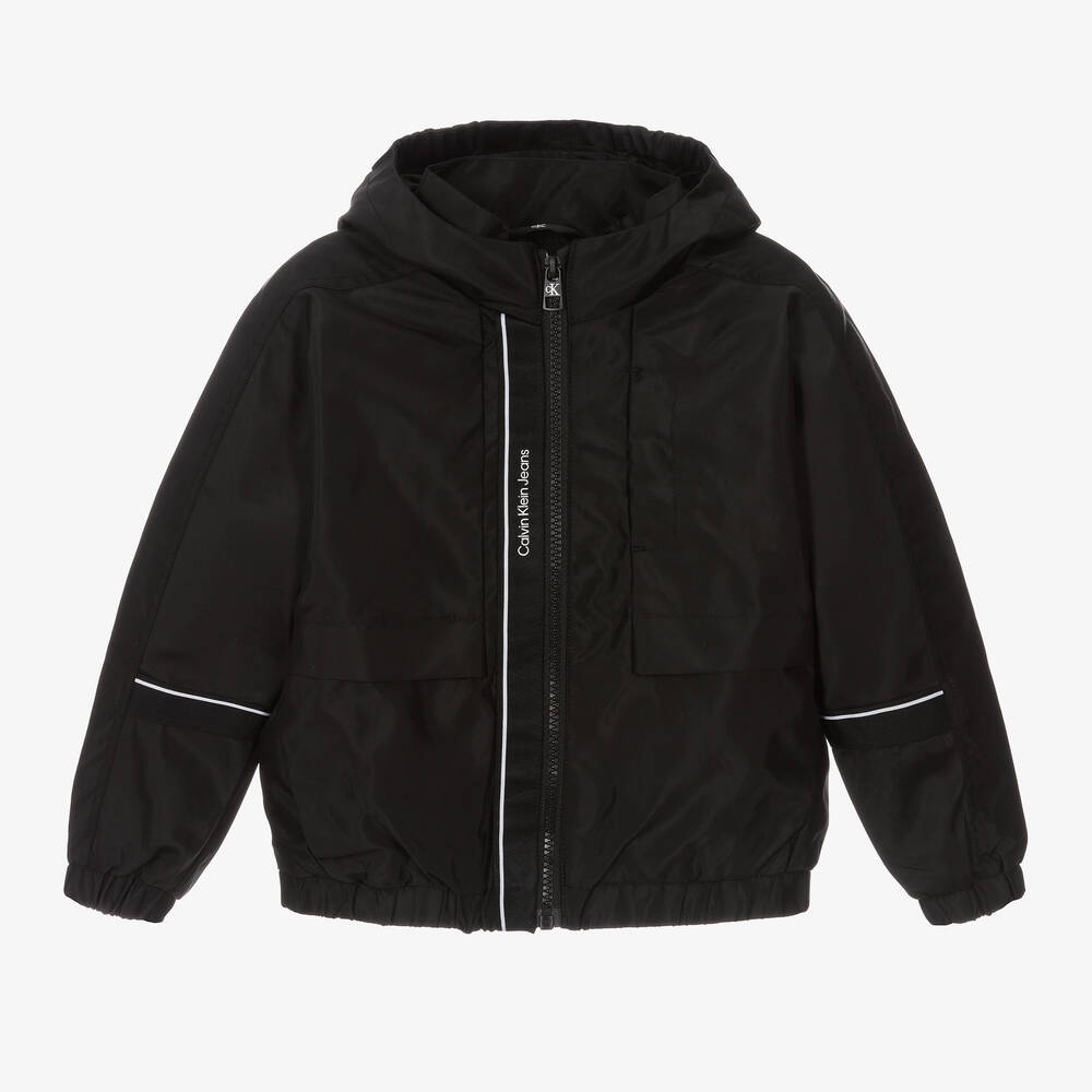 Calvin Klein - Boys Black Nylon Windbreaker Jacket | Childrensalon