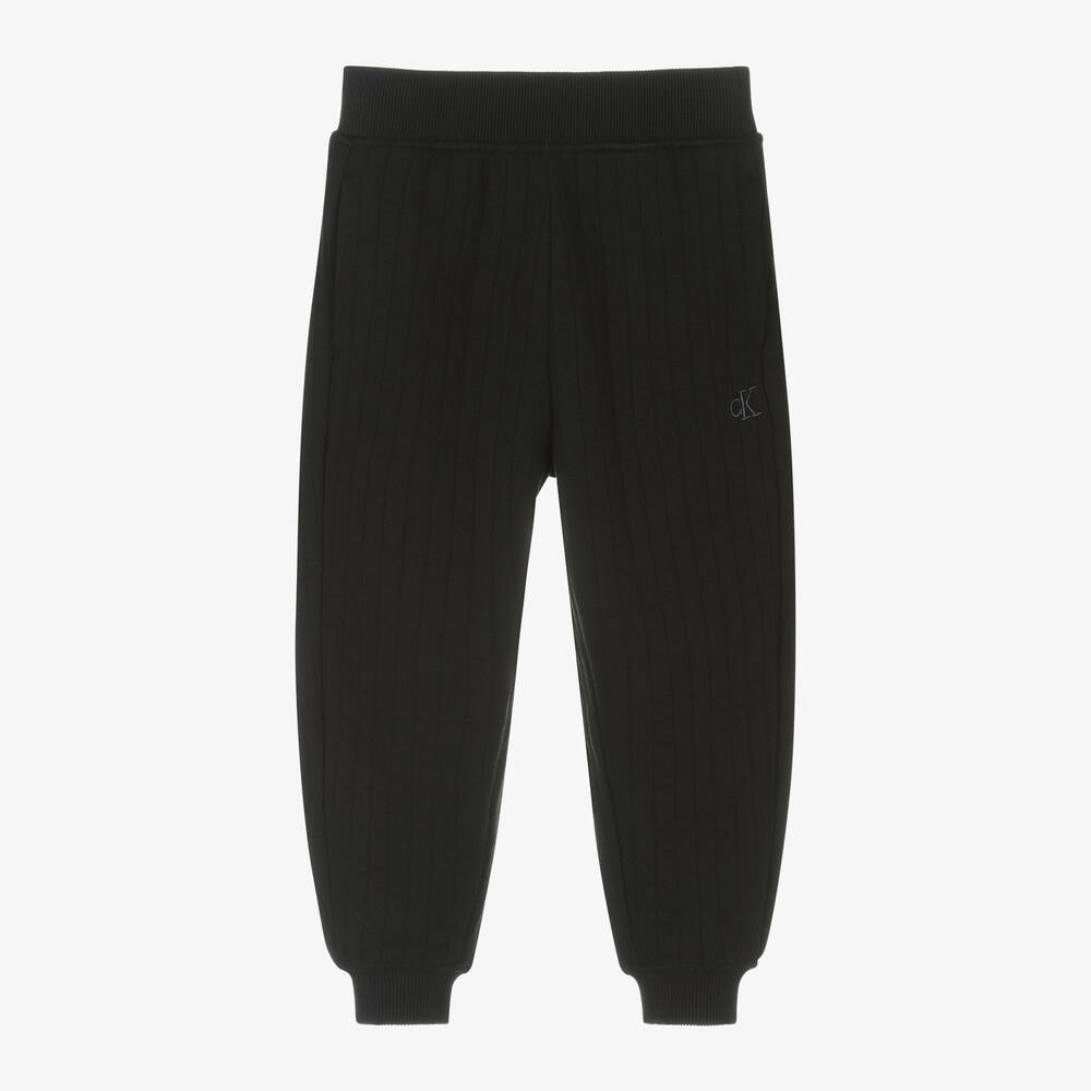 Calvin Klein - Boys Black Quilted Jersey Joggers | Childrensalon