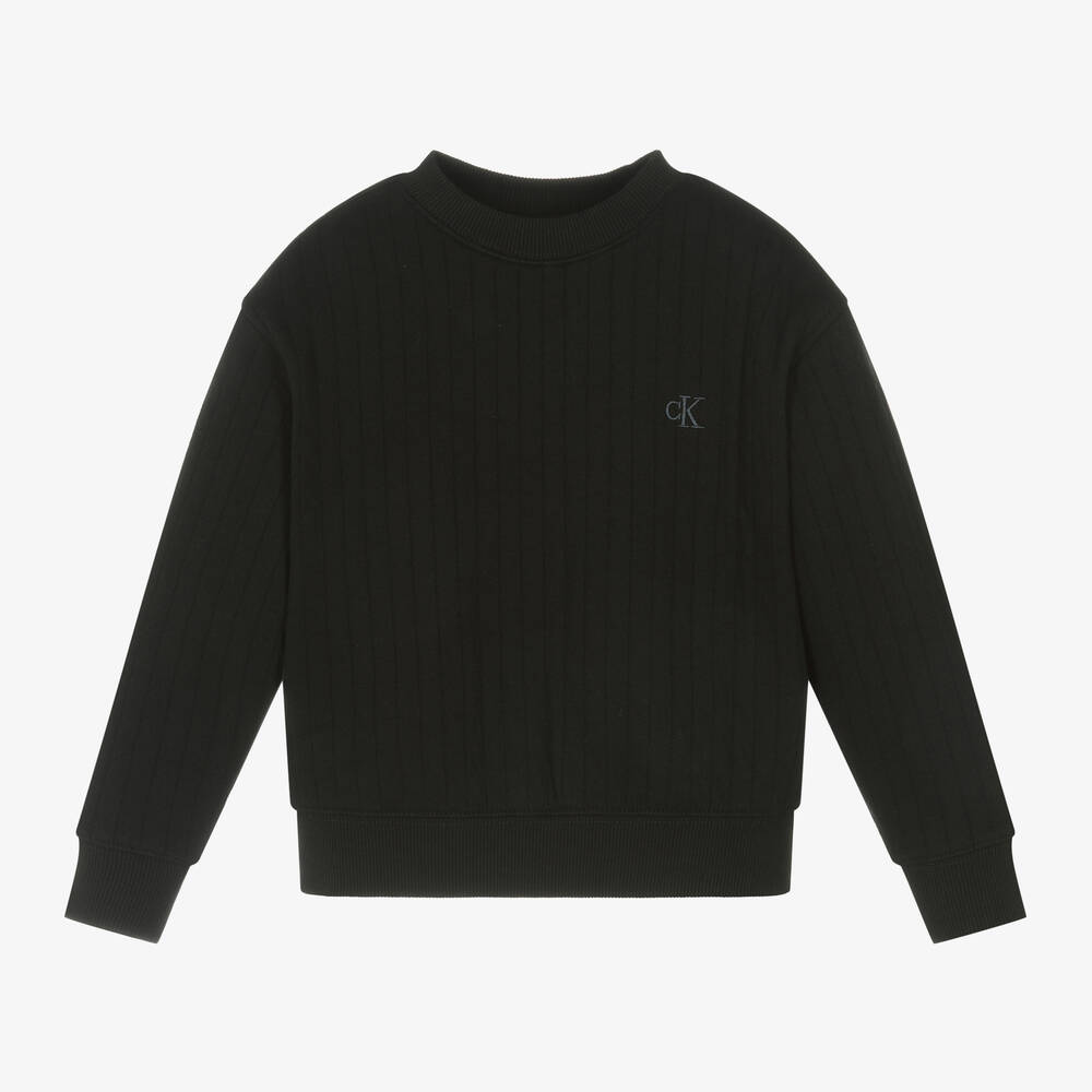 Calvin Klein - Boys Black Quilted Sweater | Childrensalon