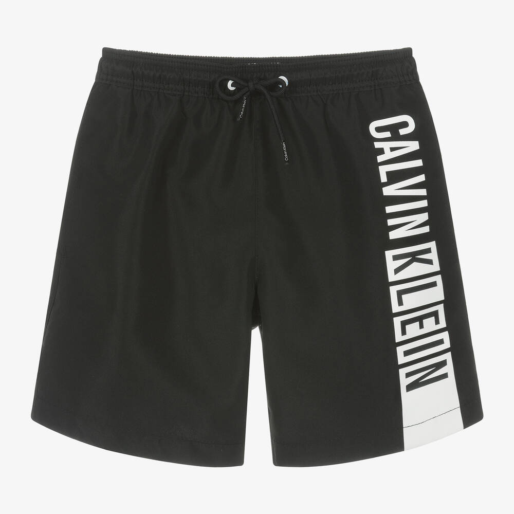 Calvin Klein - Boys Black & White Swim Shorts | Childrensalon