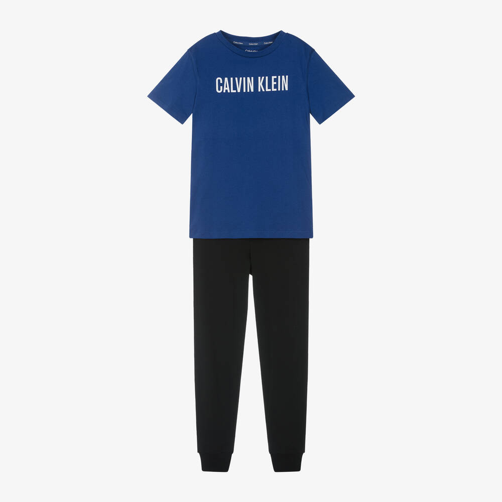 Calvin Klein - بيجاما قطن لون أزرق للأولاد | Childrensalon