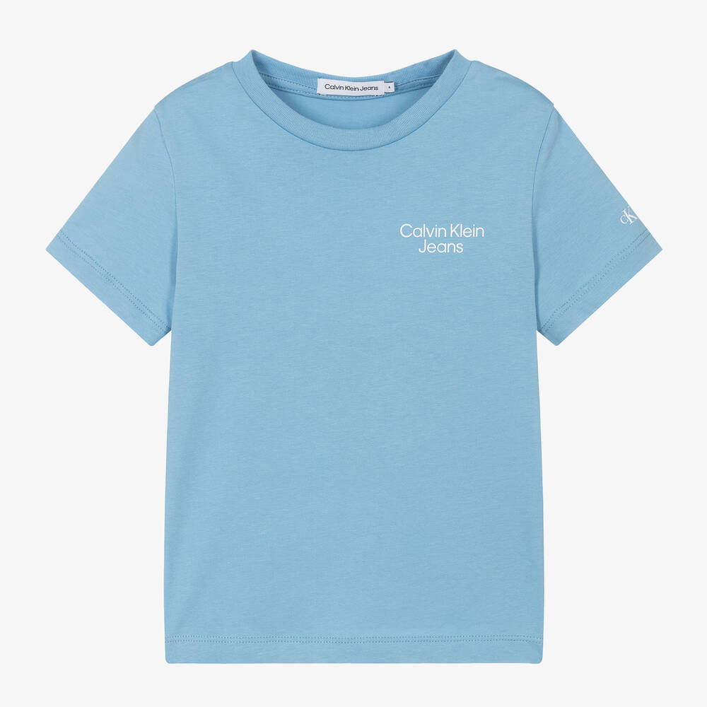 Calvin Klein - Boys Blue Cotton T-Shirt | Childrensalon