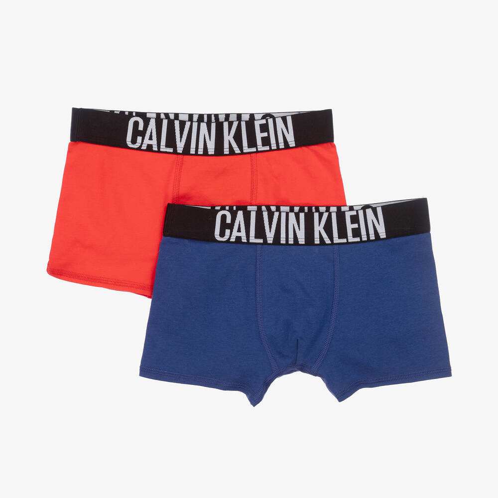 Calvin Klein - شورت بوكسرقطن لون أزرق وأحمر للأولاد (عدد 2) | Childrensalon