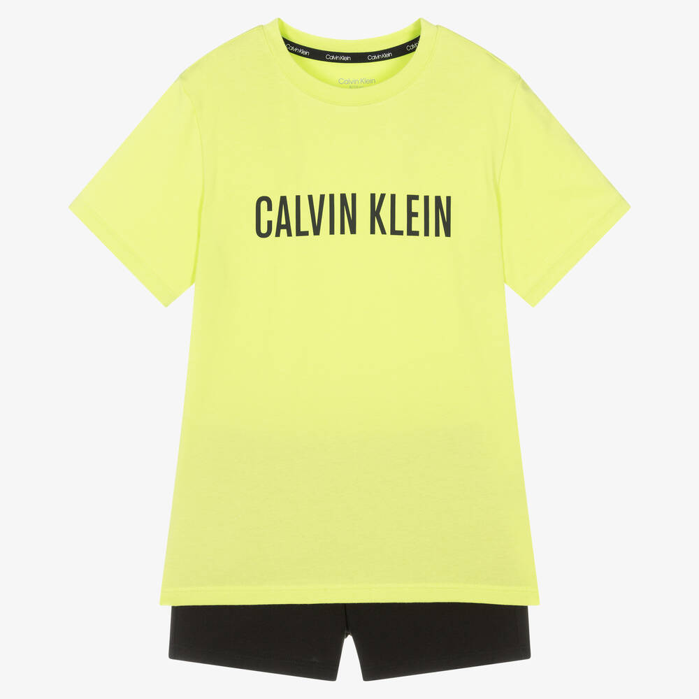 Calvin Klein Kids' Boys Green & Black Pyjamas In Yellow